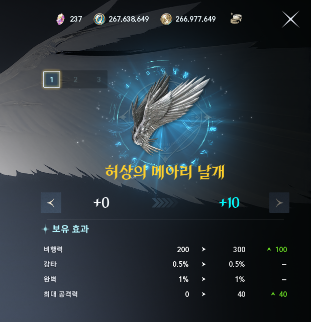 날개강화 수치
