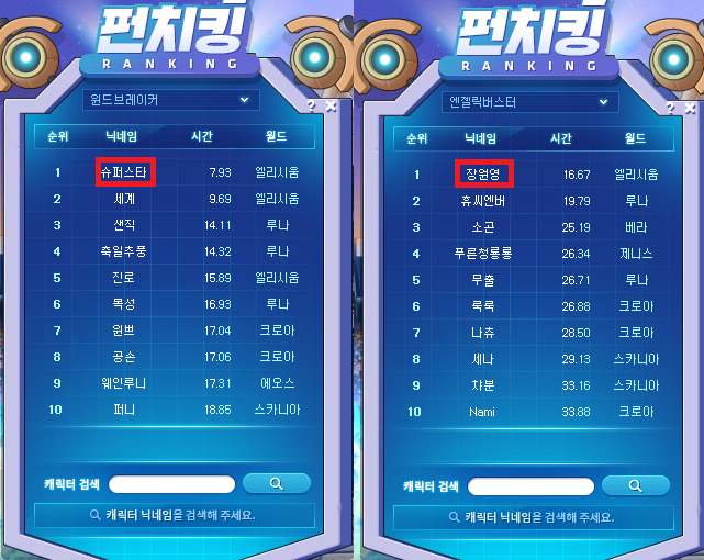2개 직업 펀치킹 1등인 사람...