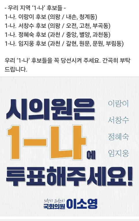 내일 민주당 투표하실때 1-나에 투표!!!!