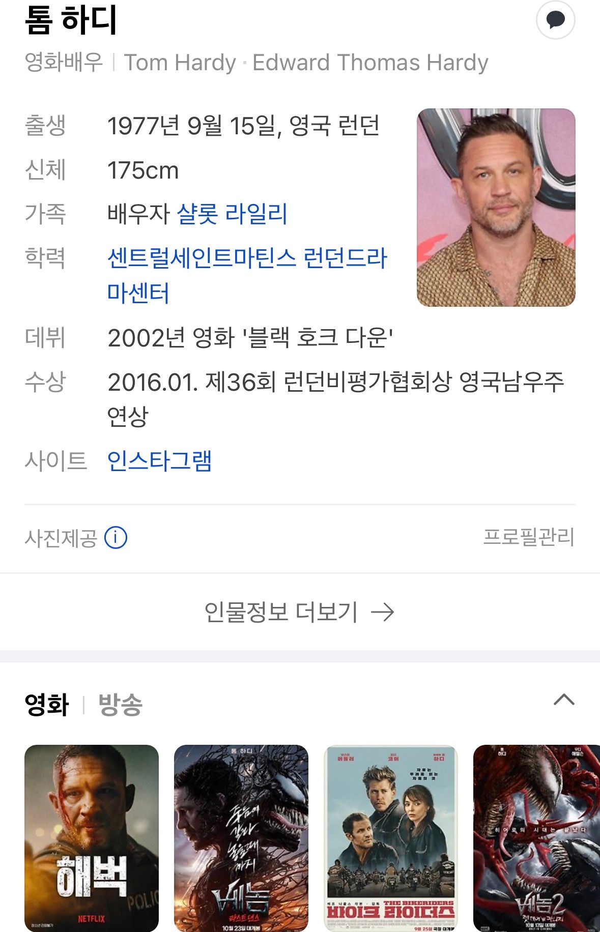 할리우드에서 완전히 찍힌 것 같은 톰 하디.jpg