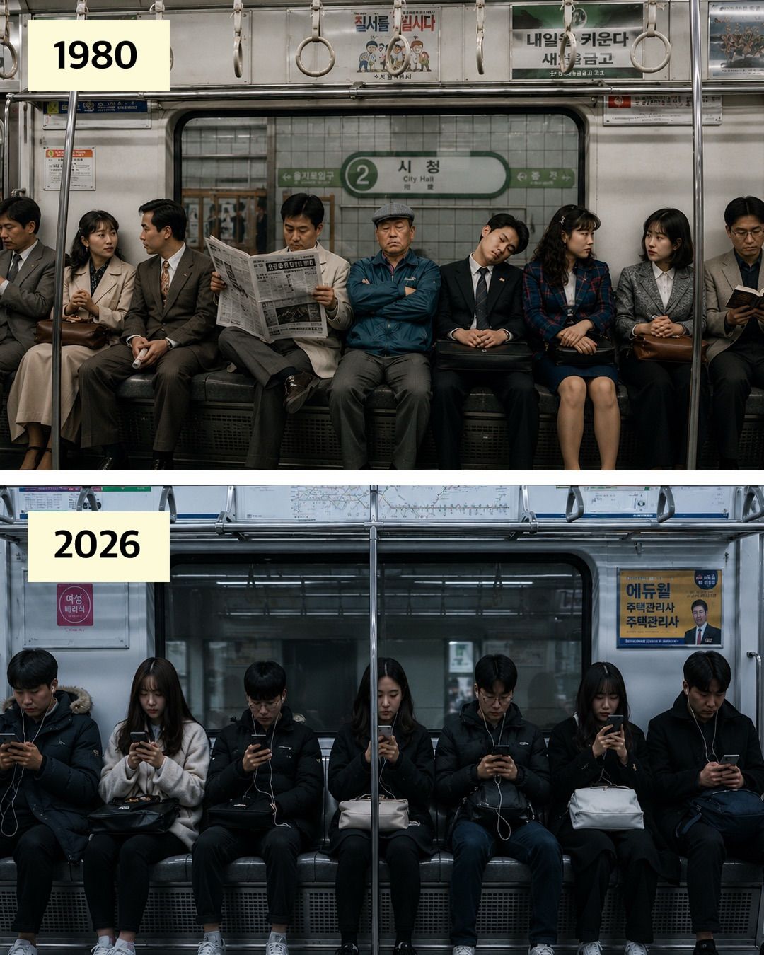 스마트폰 없던 80년대 와 현재 모습.jpg
