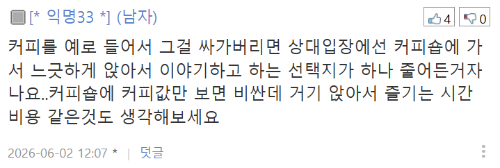 연애초기에 척한게 결국 발목을 잡네요