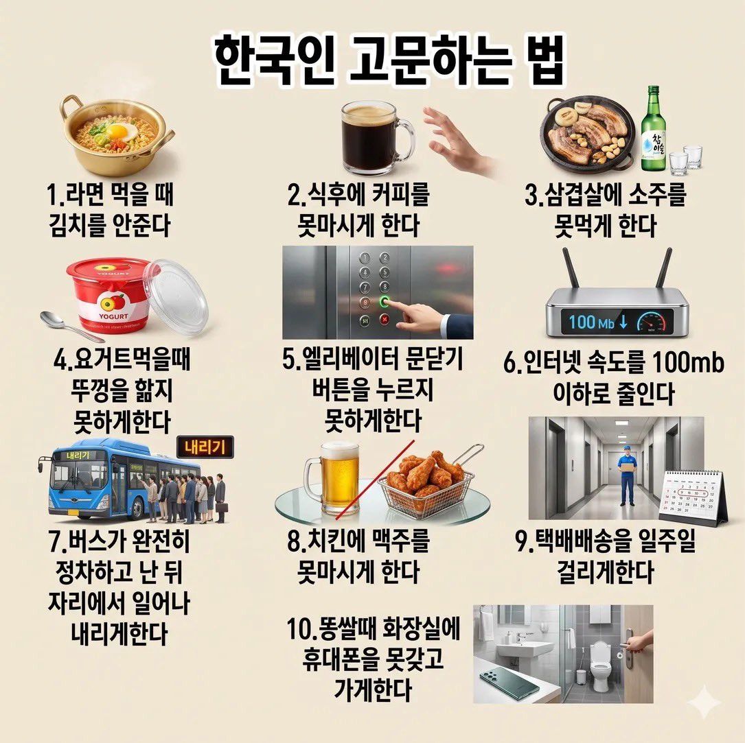 한국인 고문하는 법 10가지.