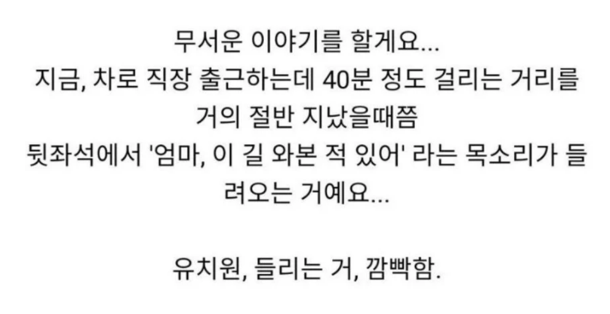 운전 중 차 뒷좌석에서 들린 무서운 소리