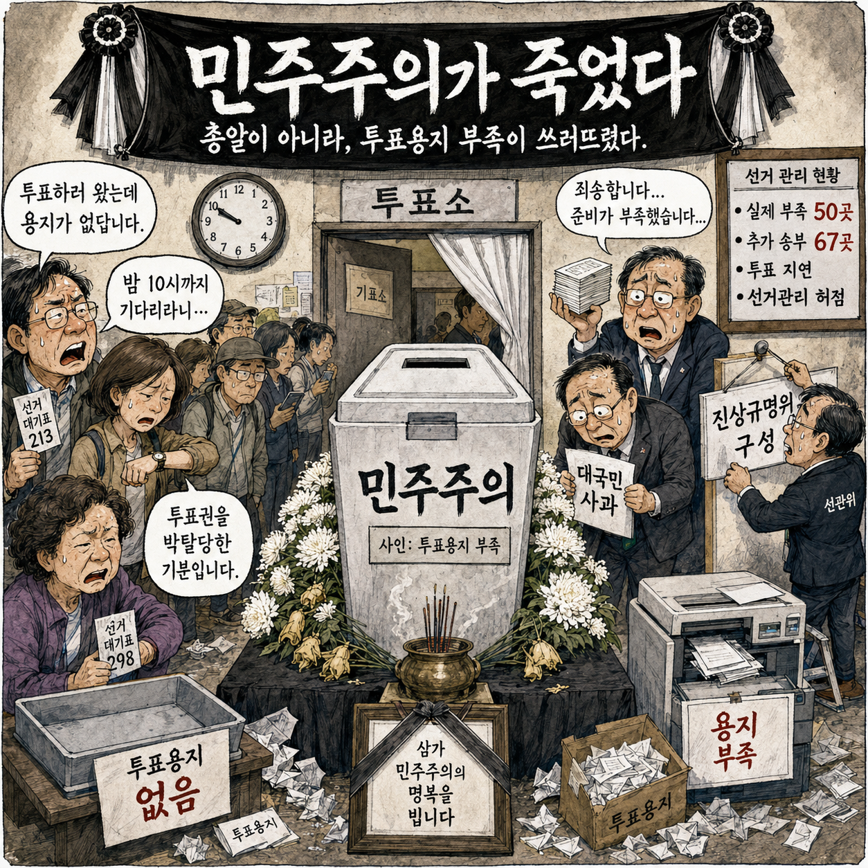 투표용지 부족 민주주의는 죽었다