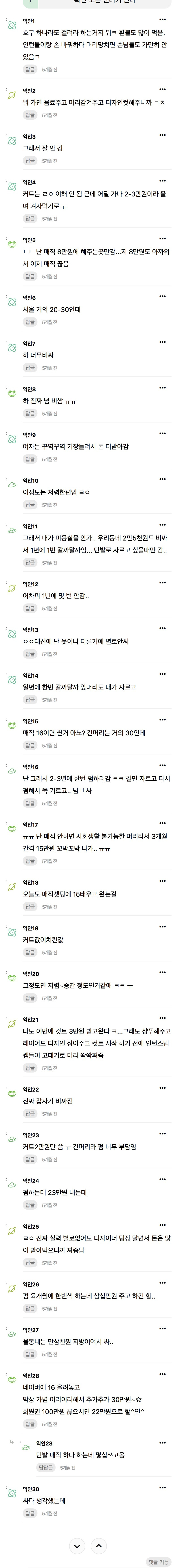 다들 진짜 이 돈내고 미용실 다니고 있는거임?