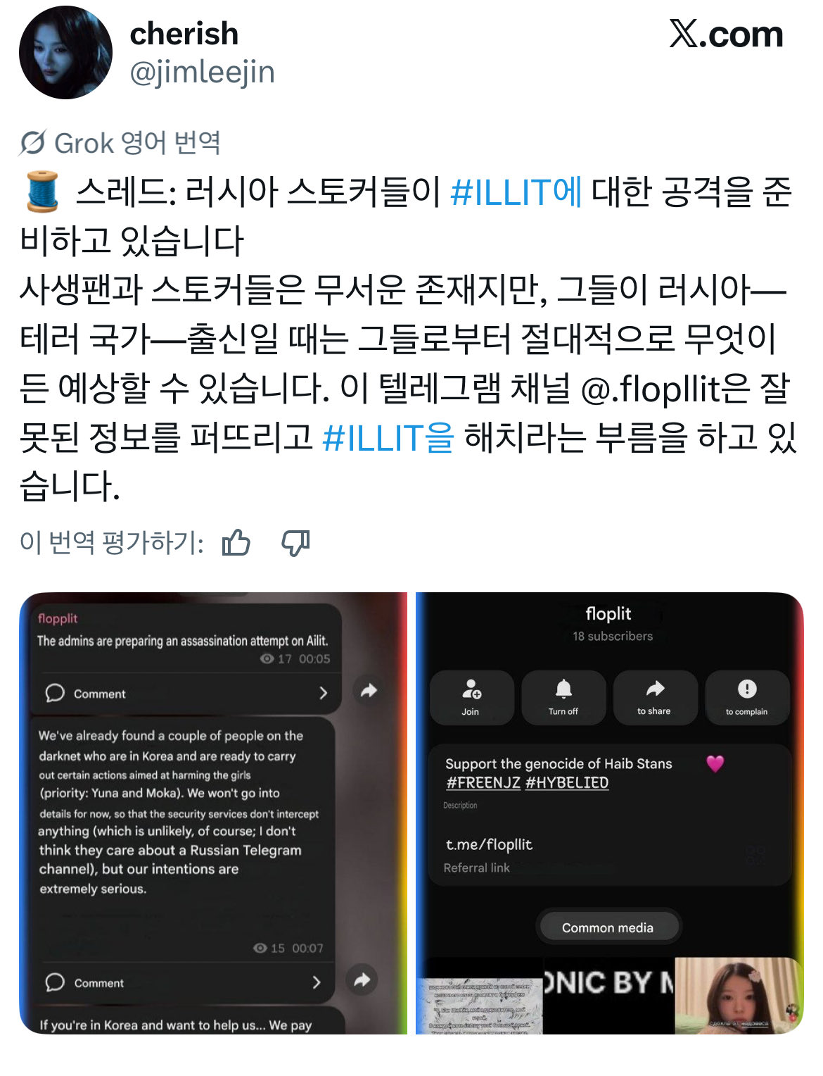 뉴진스 팬덤이 아일릿 르세라핌 테러한다고 올라온 핫게 날조임