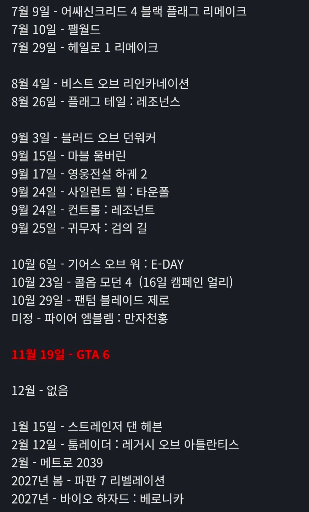 올해 gta6과 맞다이 제대로 붙을것으로 추측되는 게임