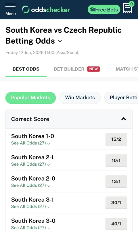 오늘 체코전은 무난히 이기겠네요.(통계적 결론)