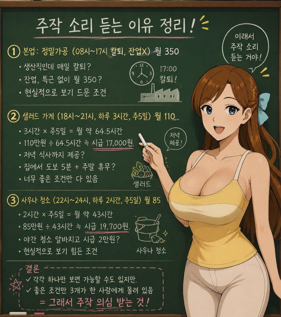 나올때 마다 주작 의혹 받는 쓰리잡 청년