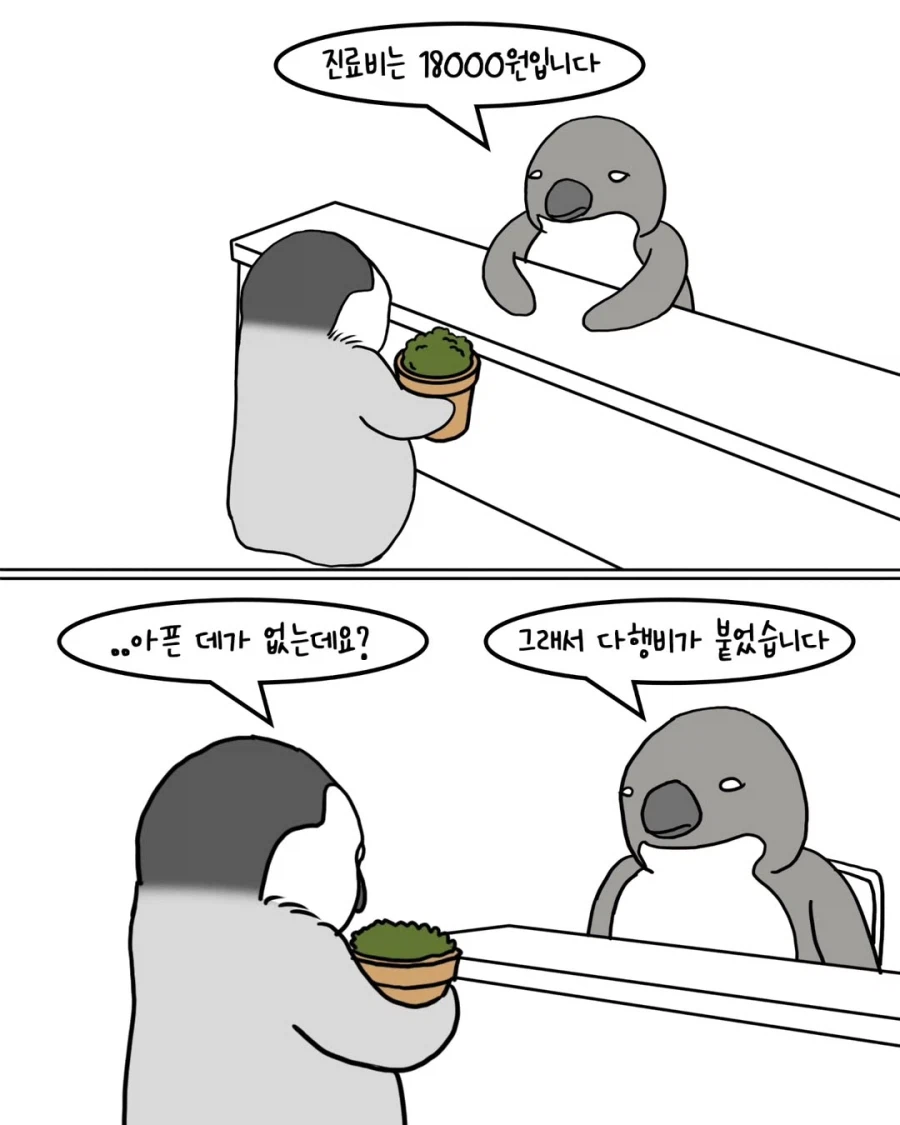 펭귄들이 반려식물 분양받는 만화.manwha