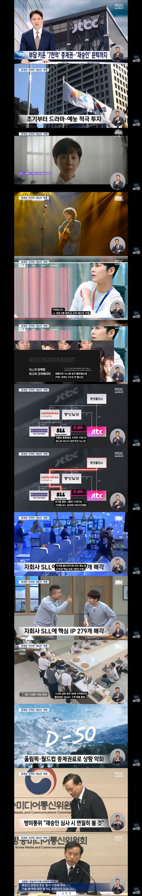 jtbc 회생 신청에 대해 보도하는 jtbc