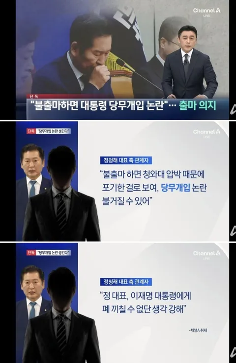 불출마하면 대통령 당무개입논란 일어