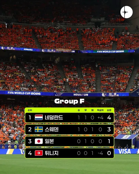 월드컵 F조 네덜란드 vs 스웨덴 경기 결과
