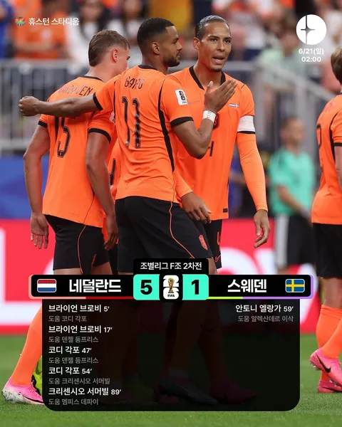 월드컵 F조 네덜란드 vs 스웨덴 경기 결과