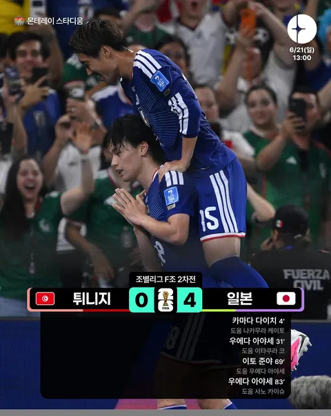 월드컵 F조 일본 vs 튀니지 경기 결과..그리고 문제된 그 깃발