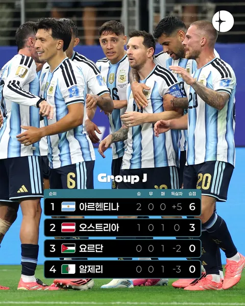 월드컵 J조 아르헨티나 vs 오스트리아 경기 결과..메갓!