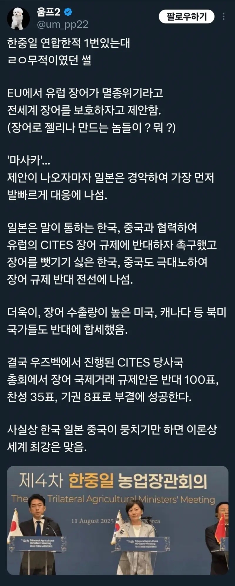 한중일이 연합한 몇 안 되는 사례twt news