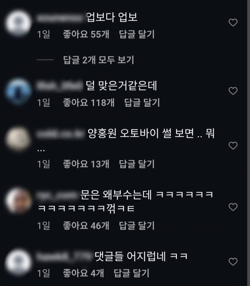 충격적인 양홍원 학폭 폭로자 작업실 파손글 댓글 반응.jpg