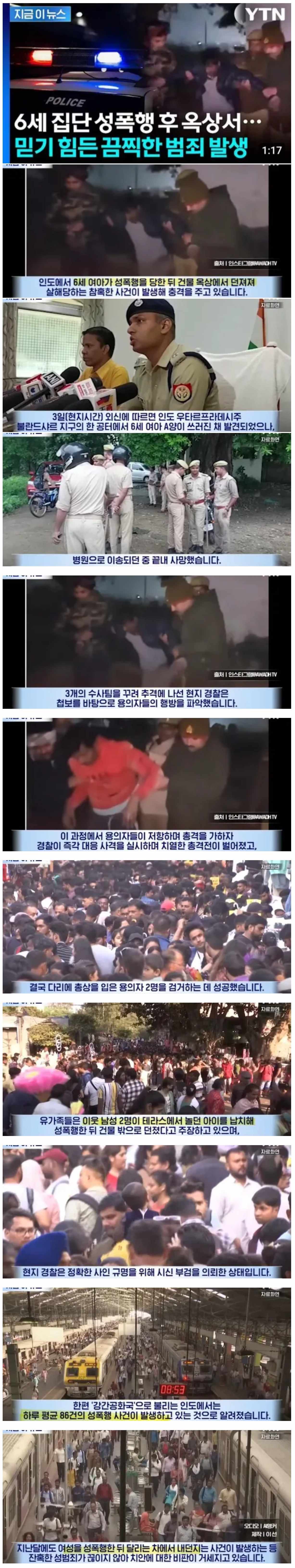 인도에서 6세 집단 성폭행 후 옥상서 집어던져.