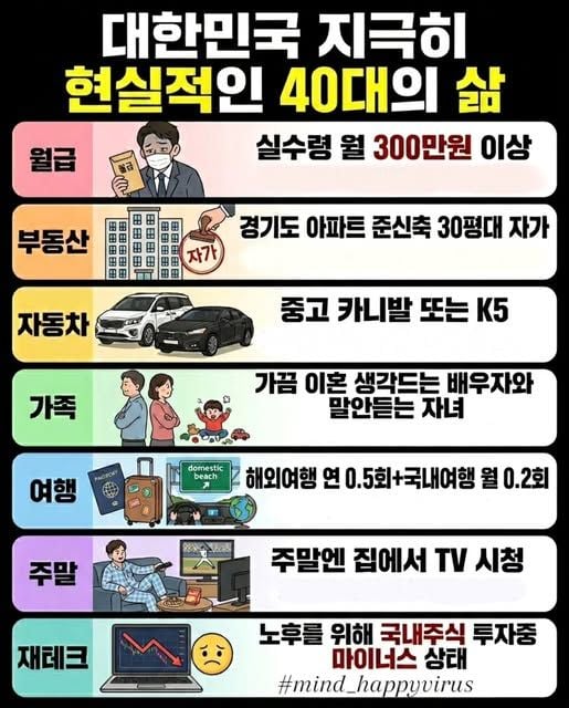한국의 지극히 현실적인 40대의 삶
