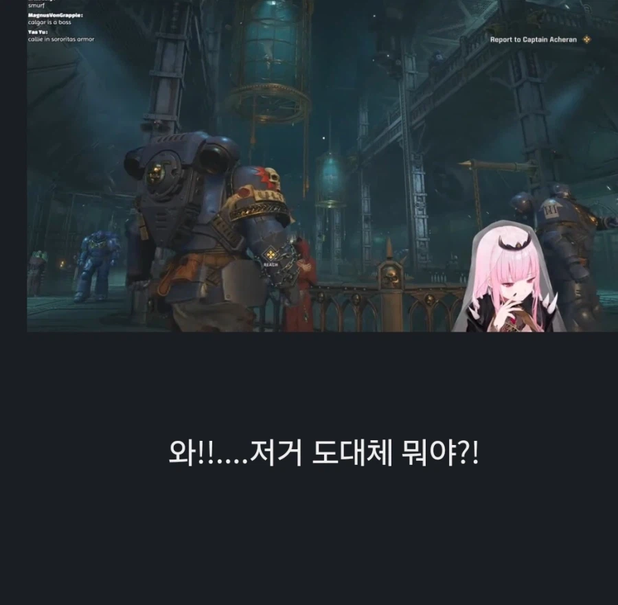 스페이스마린2로 워해머 처음 본 버튜버의 반응.JPG