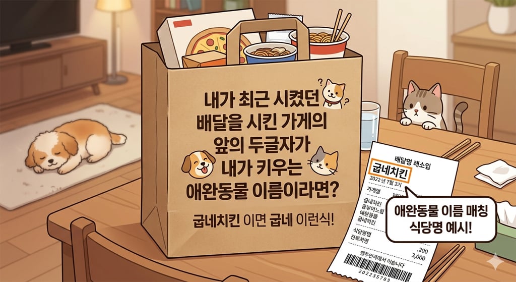 내가 최근 시켰던 배달 가게 앞의 두글자가 내가 키우는 반려동물 이름.JPG
