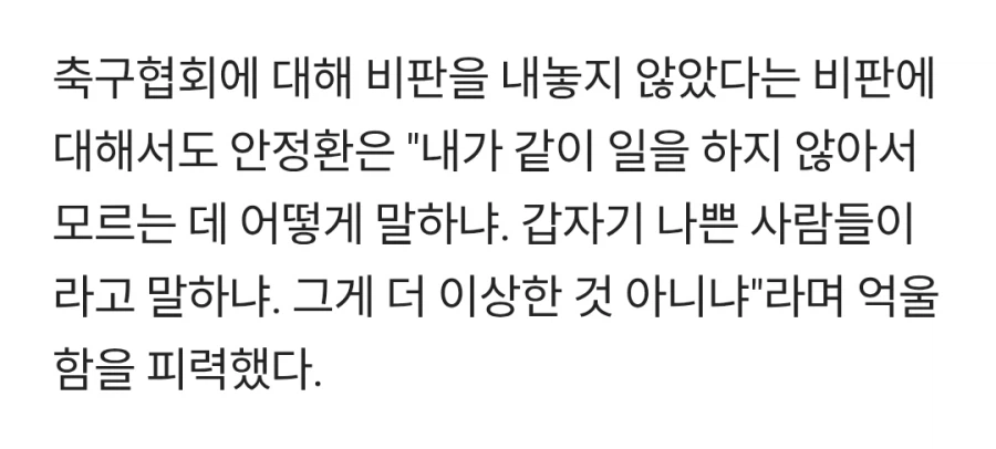 안정환 "정몽규 있는 동안 축협 안 들어갔다"
