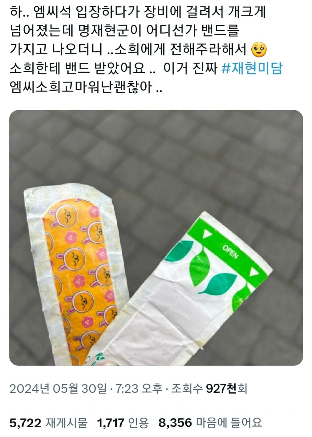 트위터에서 알티 타고 있는 넘어진 팬 도와준 아이돌 후기