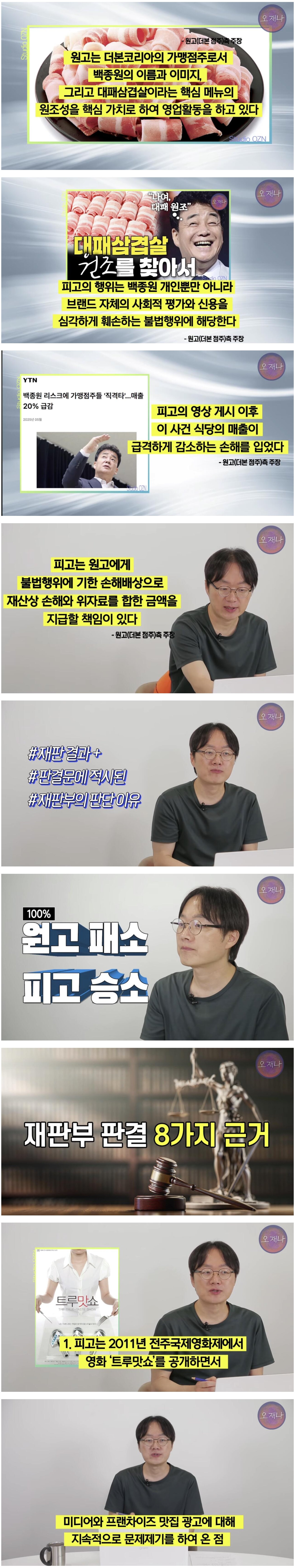 백종원 원조 대패삼겹살 1심패소