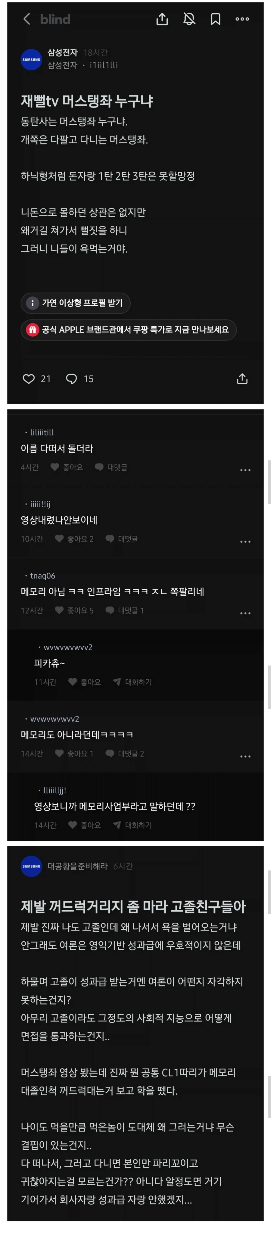 꺼드럭대러 유튜브 출현한 삼전직원 근황