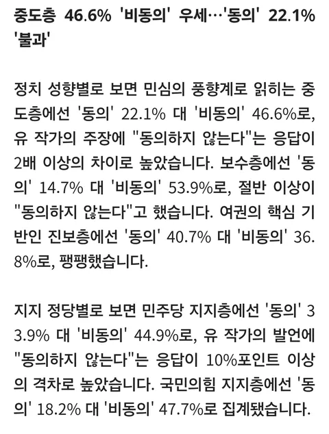 (정기여론조사)②유시민 주장에 45.6% '비동의'…25.7% '동의'