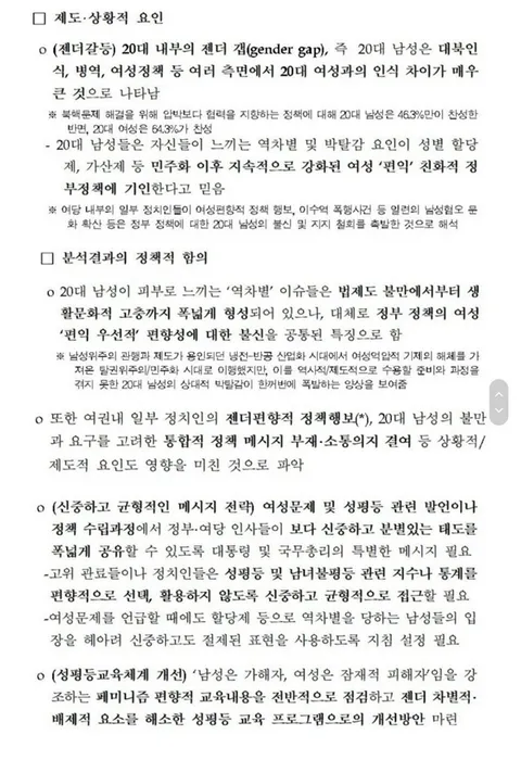 과거 20대 남성 지지율 하락 요인 분석.