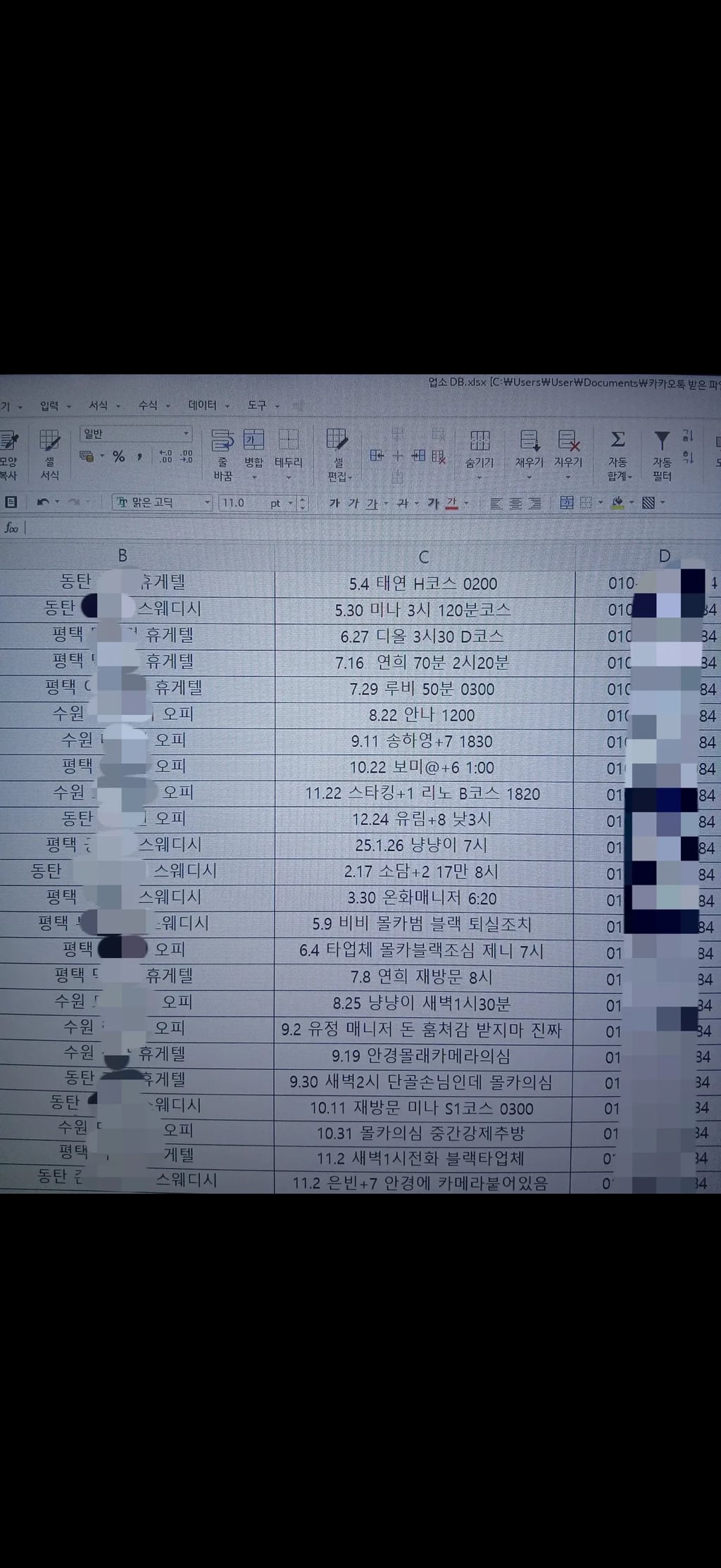 남편, 남친, 예비남편들의 성매매내역