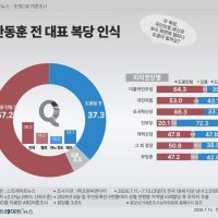 '한동훈 복당, 국힘.에 도움 안돼' 57%