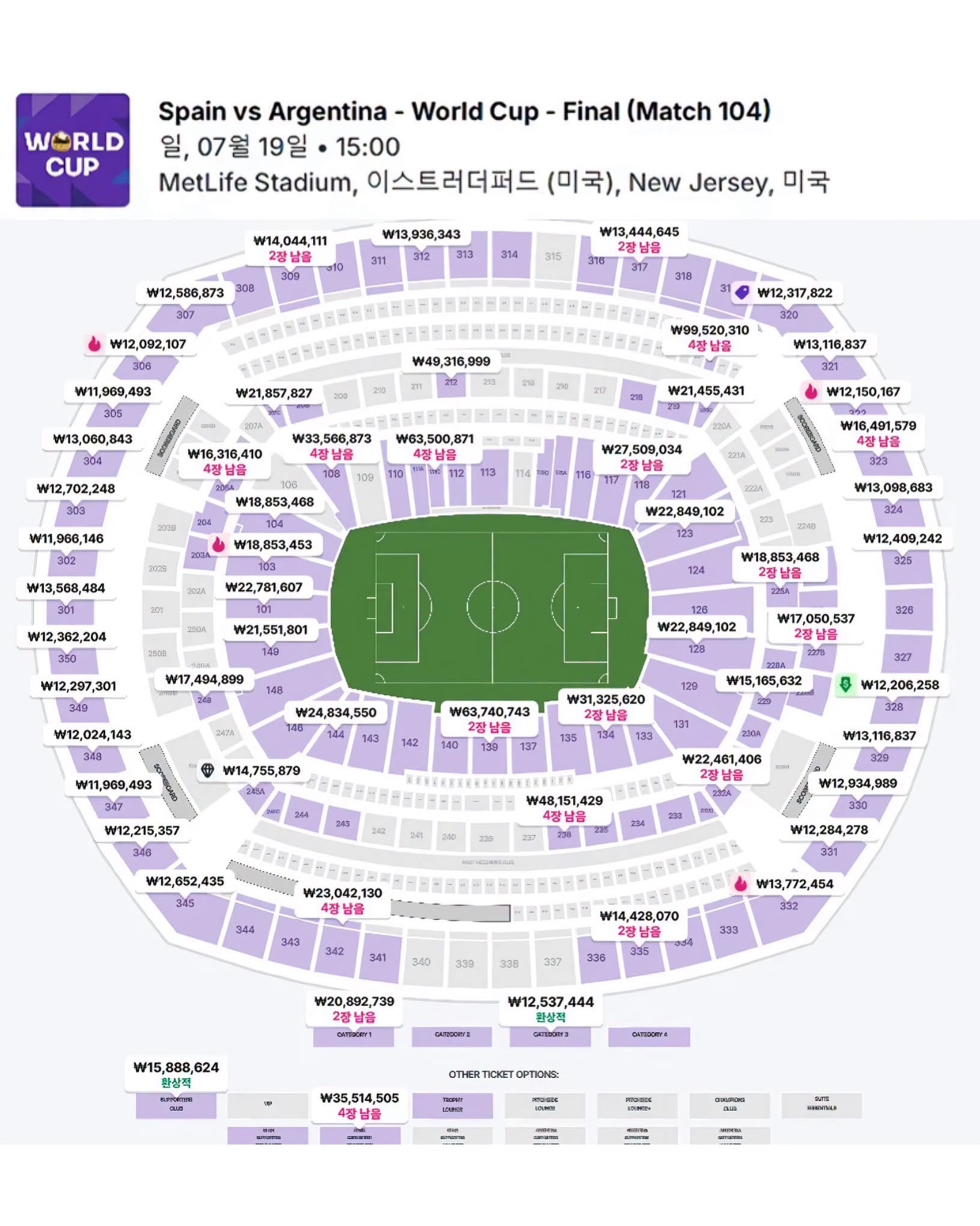월드컵 결승전 티켓 가격