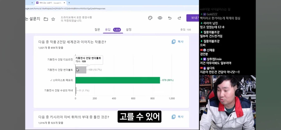 인방) 맞추라고 퍼준 건담 문제