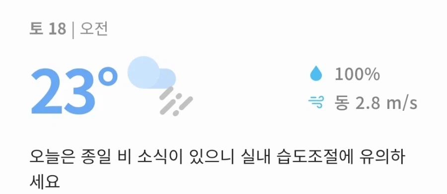 결국 습도 100%를 찍어버린 날씨