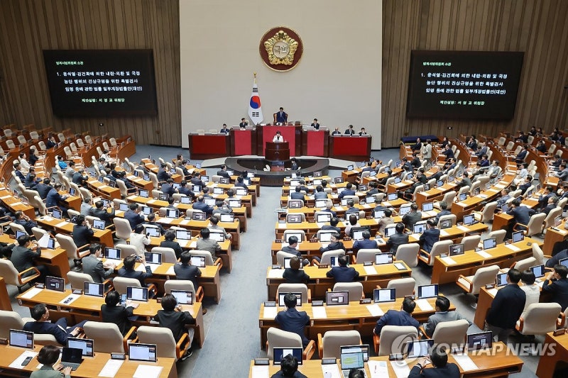 '종합 특검 연장법' 본회의상정, 국힘 필버에 내일 표결 전망