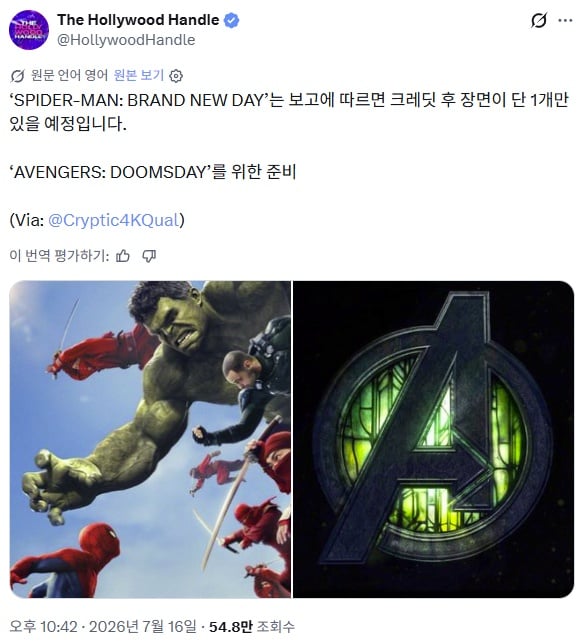 영화) 스파이더맨: 브랜드 뉴 데이 쿠키 영상 1개