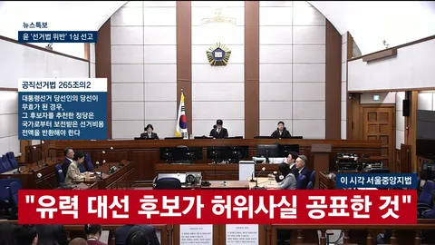 [속보]윤석열 '허위사실 공표' 혐의 1심 징역 1년 6월, 집유 3년