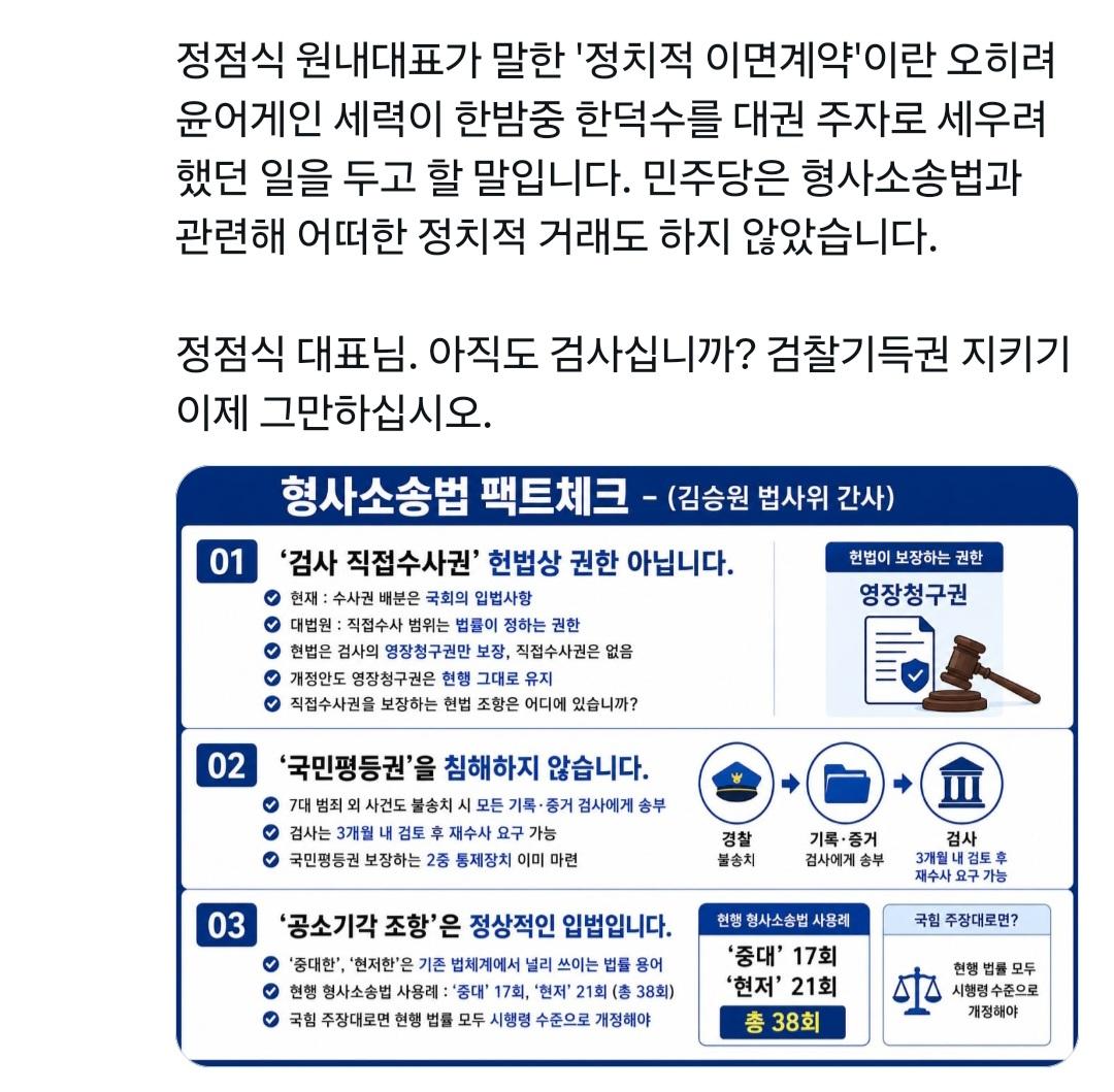 김승원 의원 형사소송법 팩트체크 -이제 그만하십시오