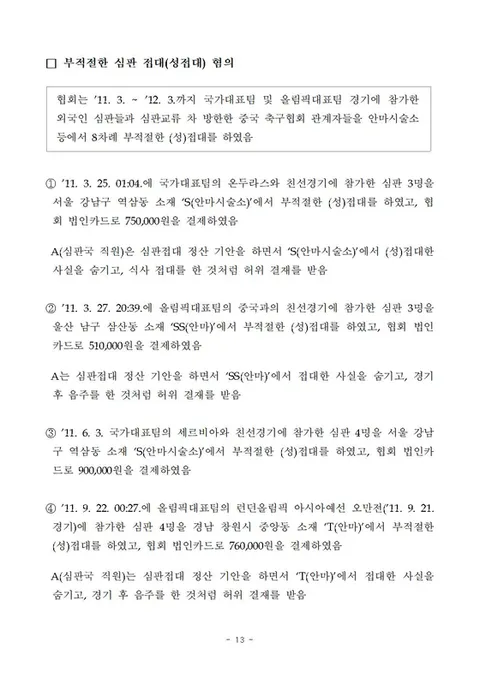축구협회 성접대 파문 2차 보도