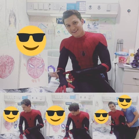 스파이더맨 톰홀랜드의 어린이 병동 방문기