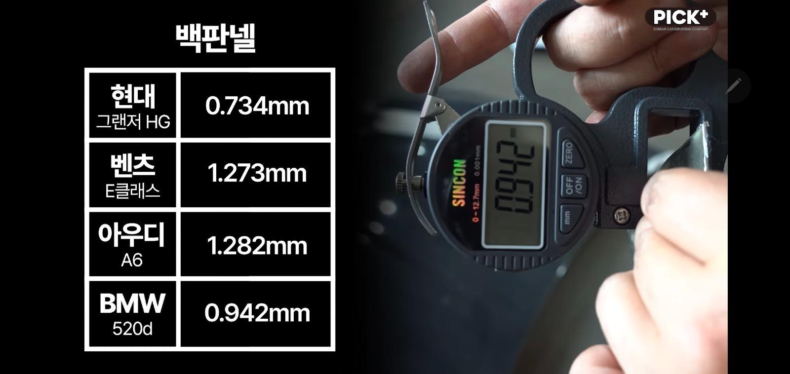 국산현대 vs 독3사 철판두께 차이 실험