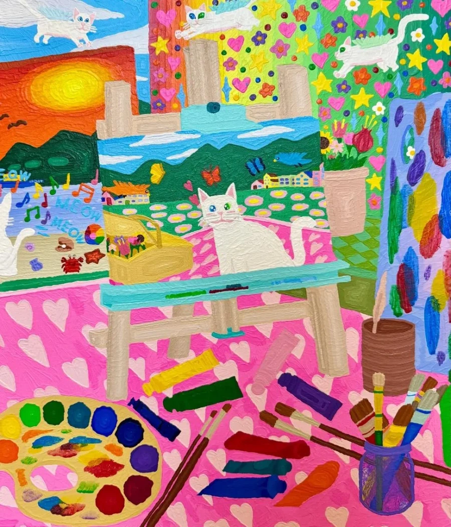 중증자폐성 장애인이 그린 고양이 그림
