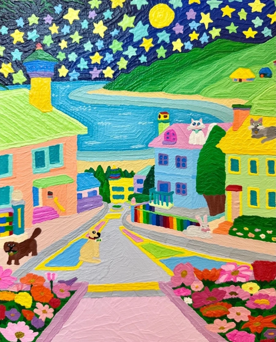중증자폐성 장애인이 그린 고양이 그림