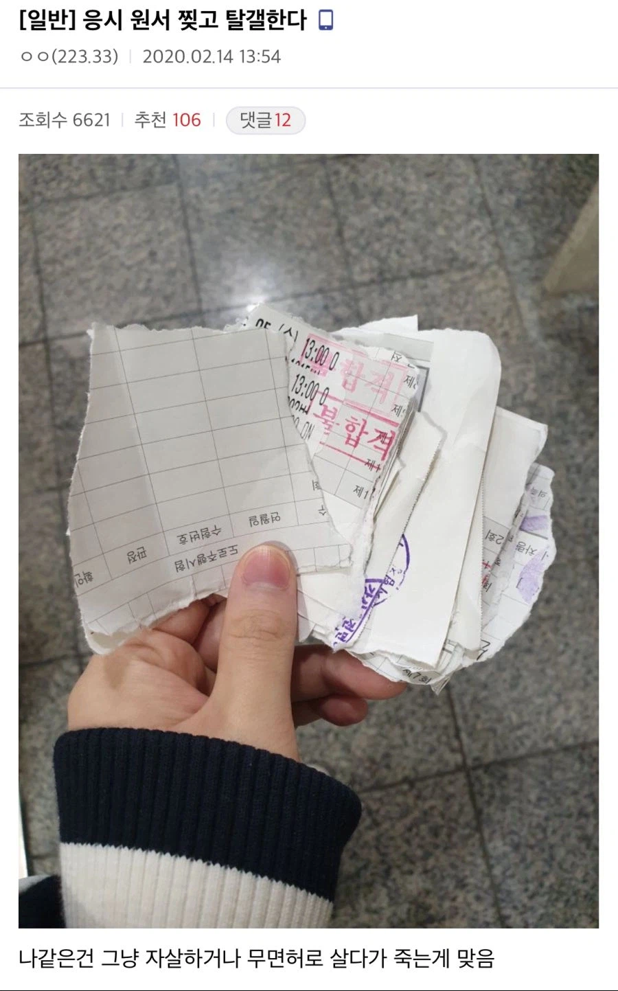 운전면허시험 보러 간 디씨인들
