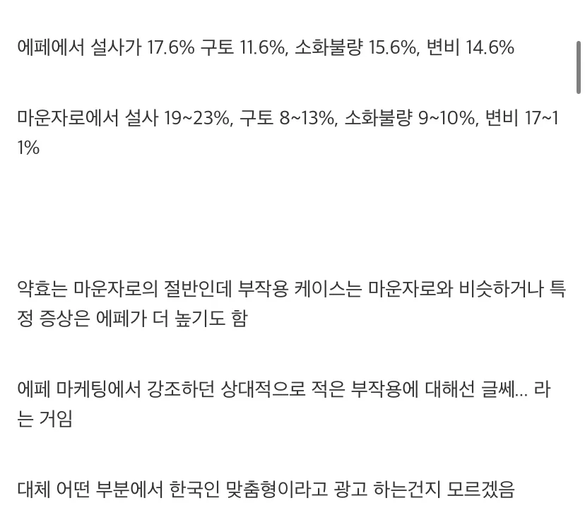 한미 에페 딱히 부작용이 적은 것도 아니라던데?