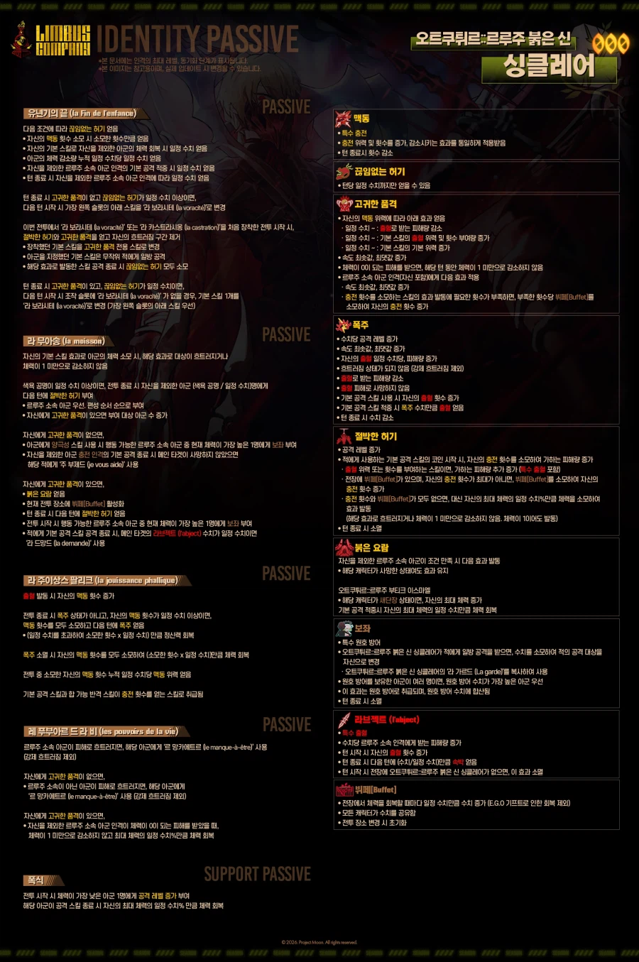 림버스] THE 빨강 싱클 스킬구성 단상